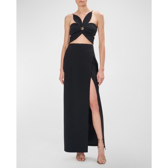 Ronny Kobo Nooshie Leaf Crepe Crop Top Black Size Small - Picture 3 of 11